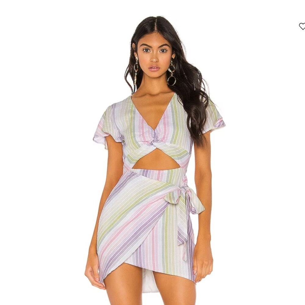 Majorelle Evelyn Mini Dress in Pastel Multi Stripe